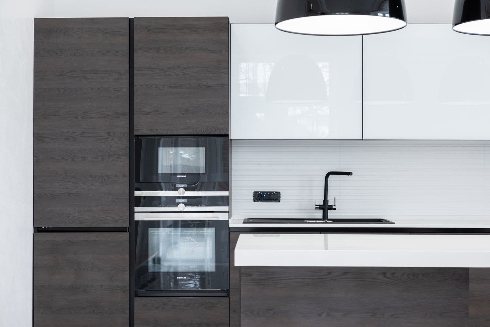 Stylish kitchen interior with modern cabinets after a remodel